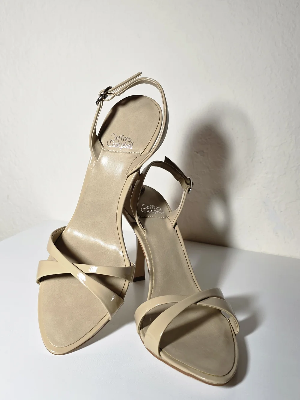 Jeffrey Campbell Women's Natural Marielle Slingback Sandal Size 7 Leather Heeled